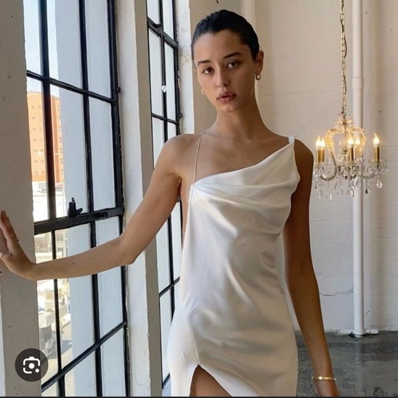 ARE YOU AM I Ninfa Silk White Mini Dress - Picture 2 of 10